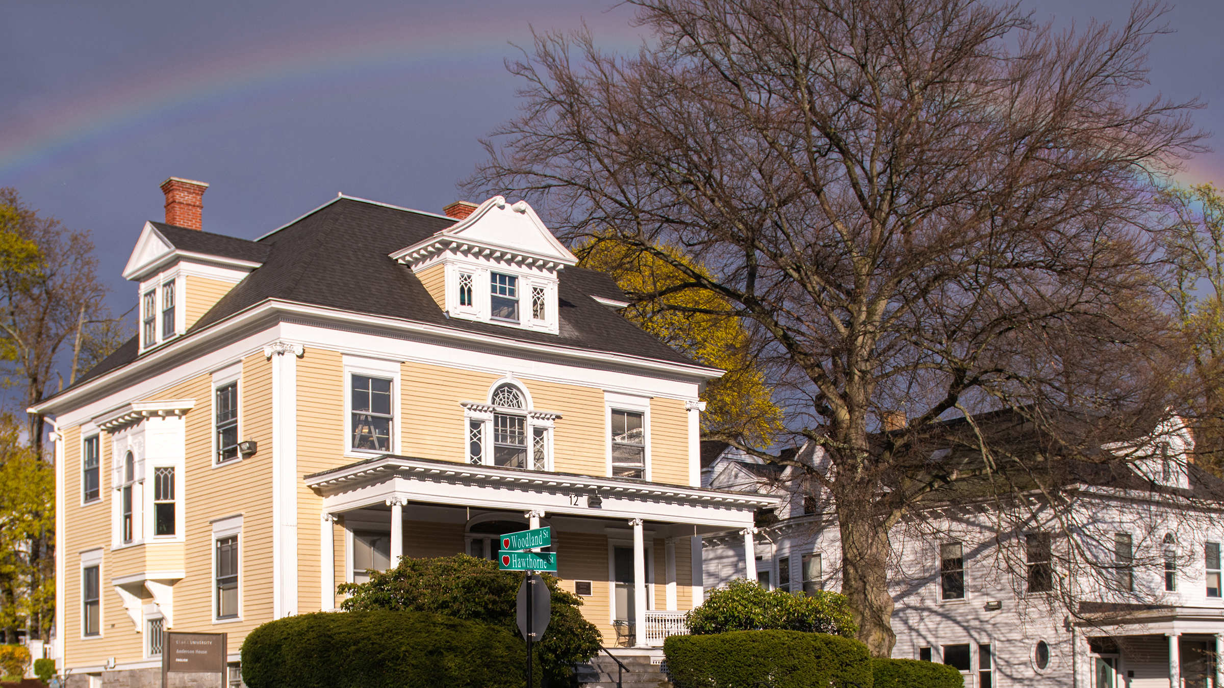 anderson house with rainbow
