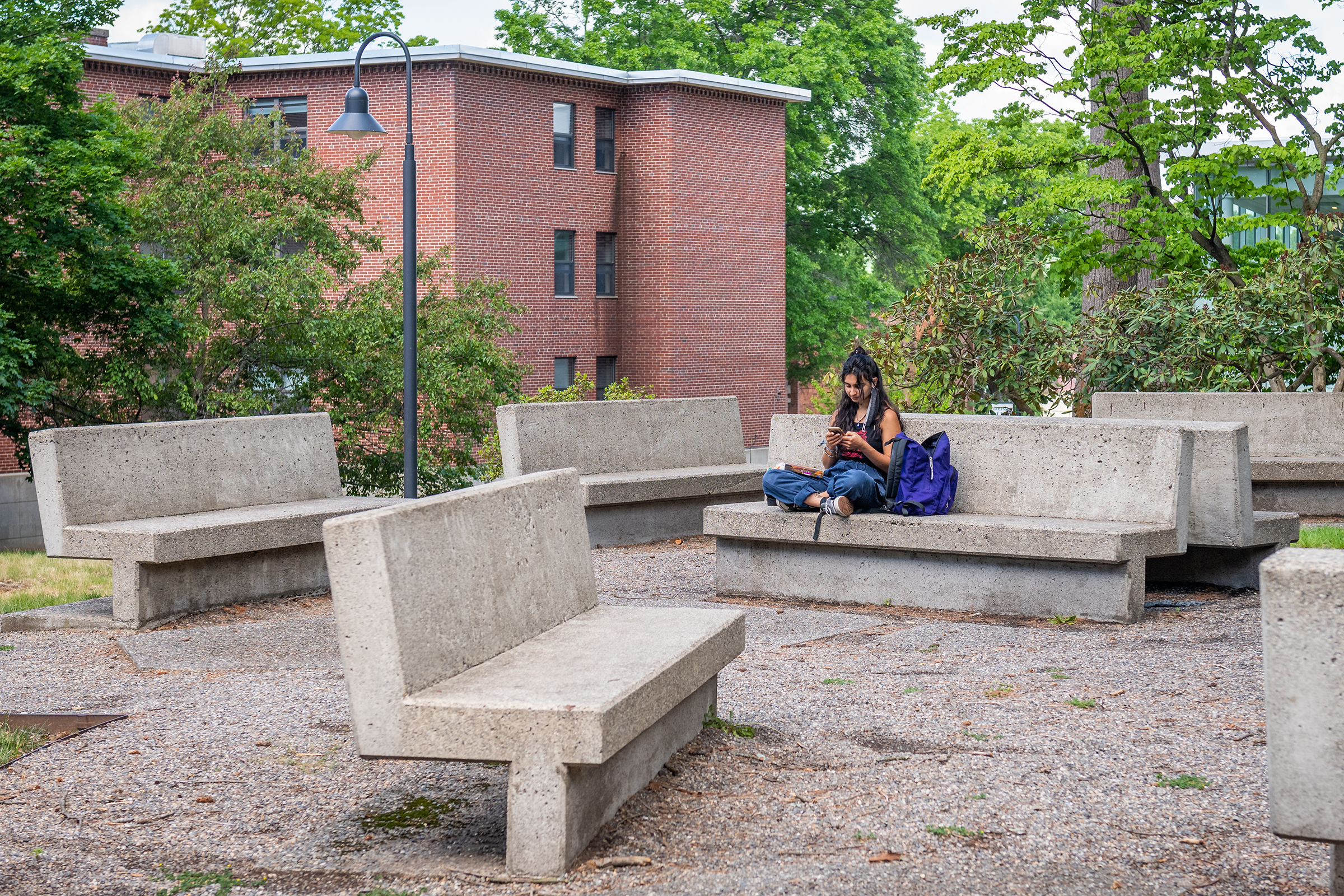Goddard Library - cement benches outside