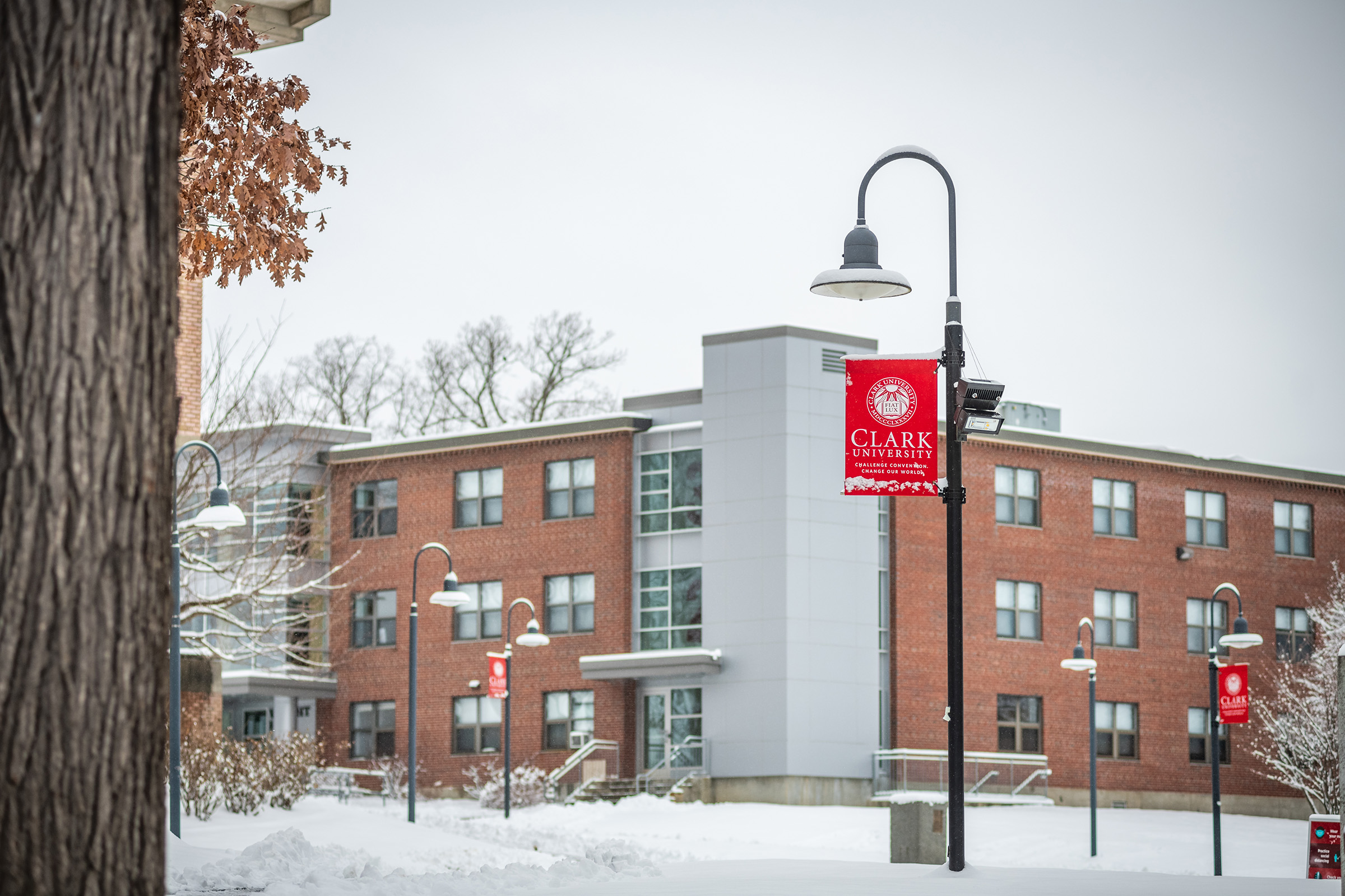 Wright Residence Hall winter scene