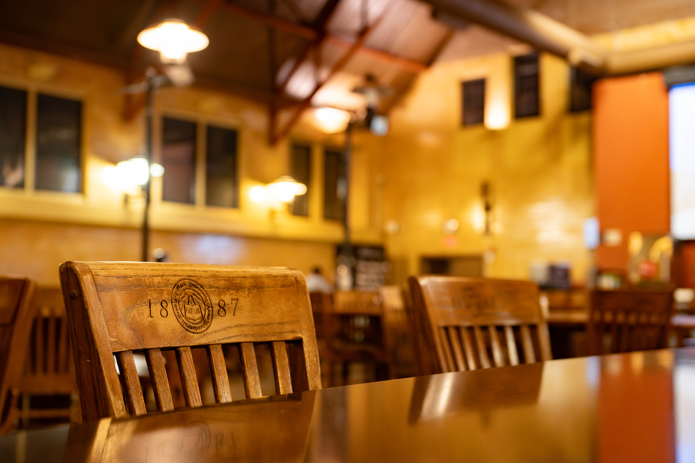 Higgins Cafe - chairs with 1887 engraved on them