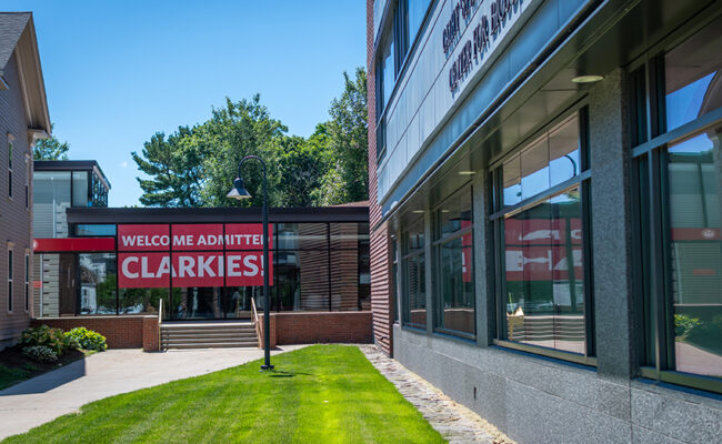 John and Kay Bassett Admissions Center - welcome sign