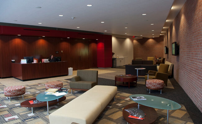 John and Kay Bassett Admissions Center inside lobby area