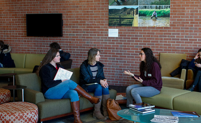 John and Kay Bassett Admissions Center students being interviewed