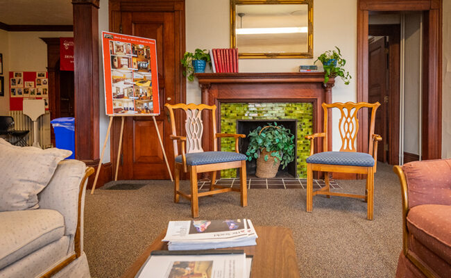 Anderson House - fireplace with art piece