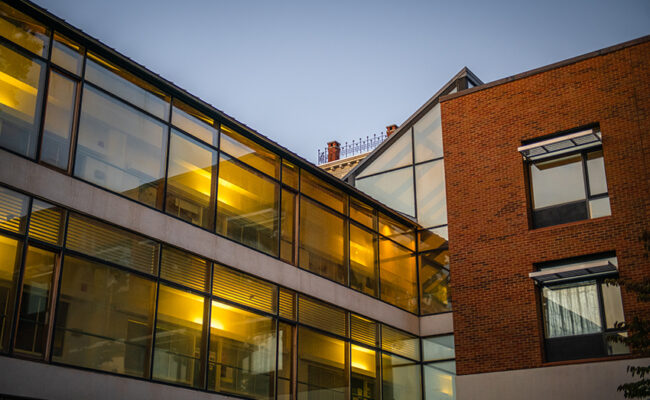 Arthur M. Sackler Sciences Center side view of windows