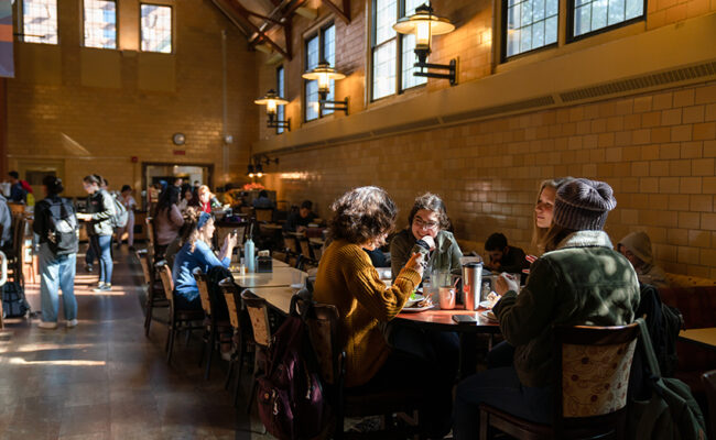 Higgins University Center students eating