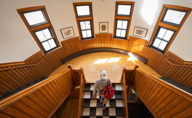 Traina Center for Arts inside staircase