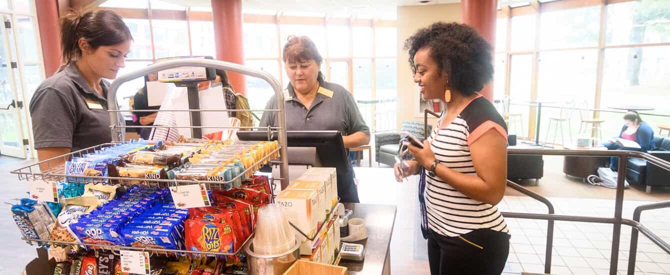 A student buys a meal