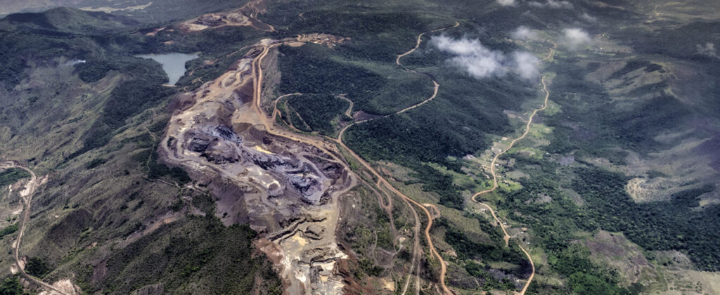 Aerial view of a bauxite mine exploitation and aluminum production in Ciudad Guayana, Venezuela
