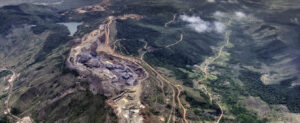 Aerial view of a bauxite mine exploitation and aluminum production in Ciudad Guayana, Venezuela