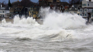 South Shore (boston) waves crashing against sea wall