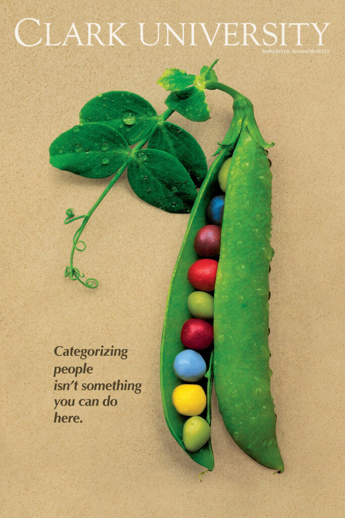 Clark University pea pod poster 1982