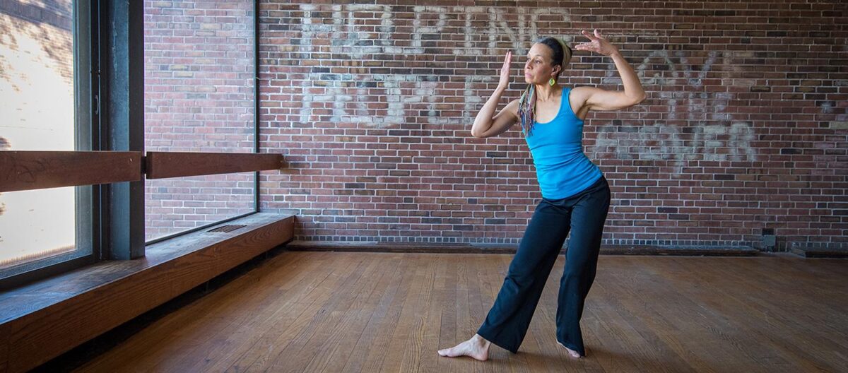 Lynn Frederiksen posing in dance studio