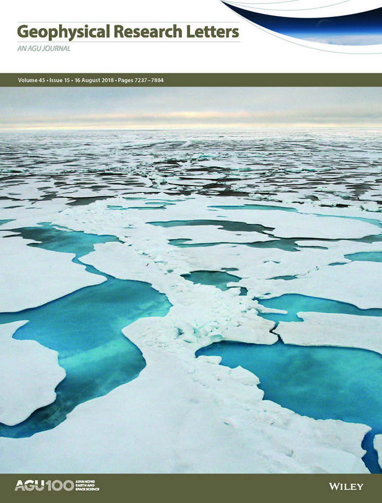 Cover of Geophysical Research Letters showing Arctic Ocean and melting sea ice
