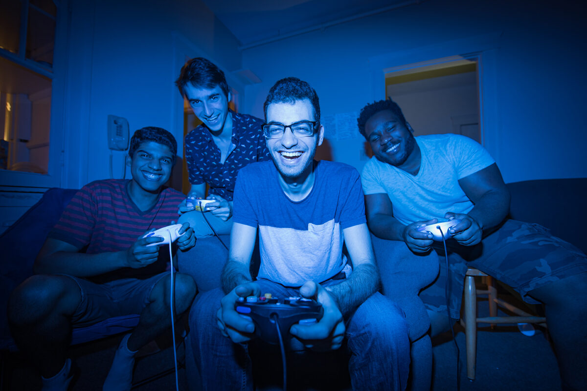 students playing video gam