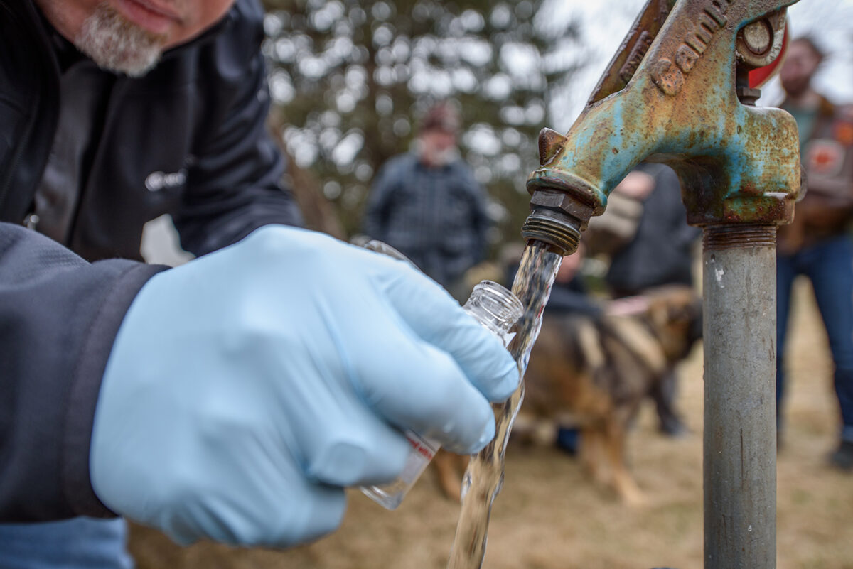 Water samples being collected