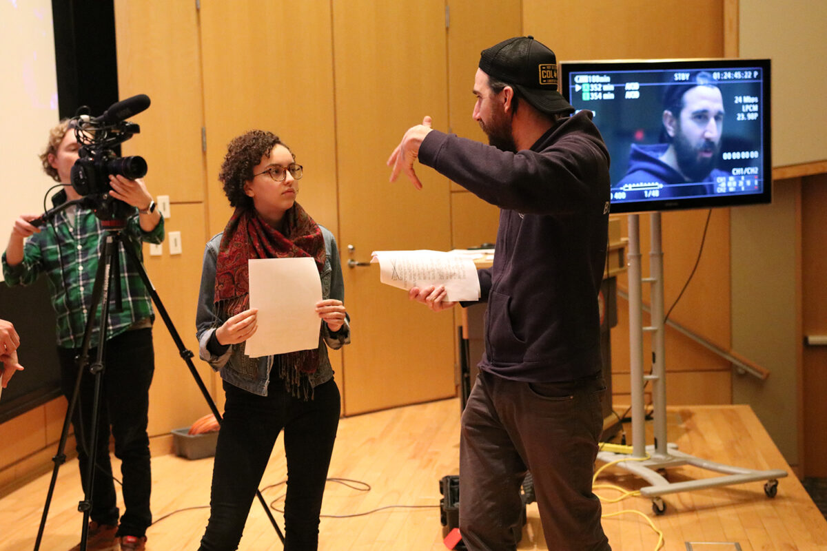 Screen students students work with director Kristopher Avedisian