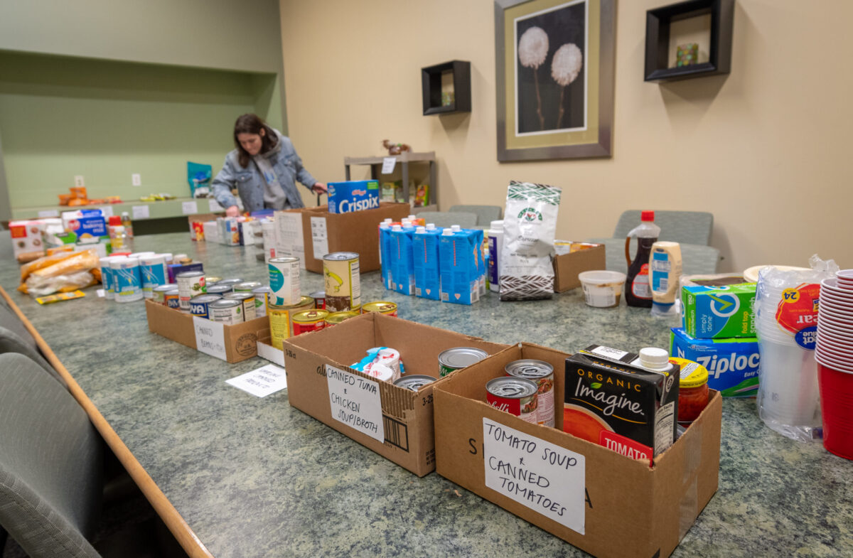 canned food in boxes