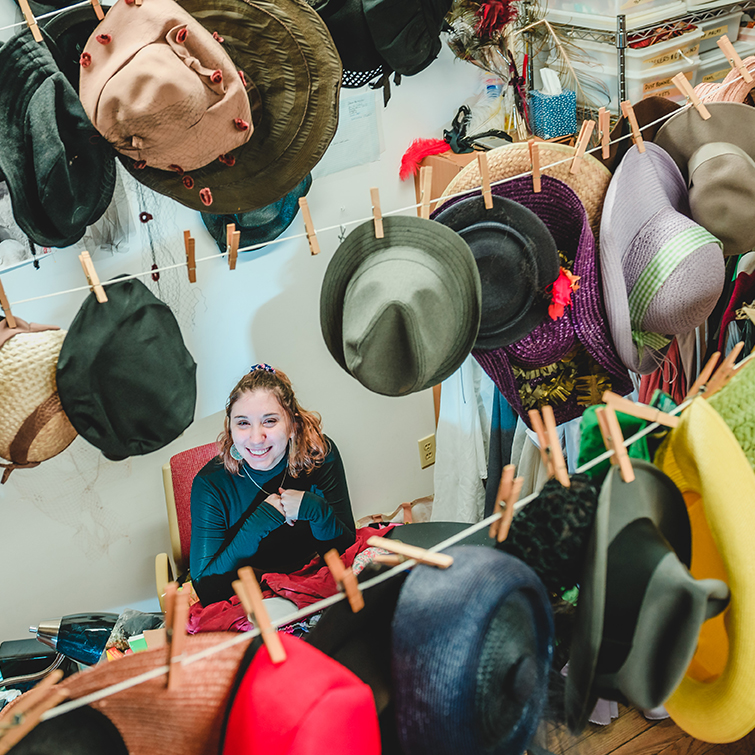 Julie Reed in the Clark University costume shop