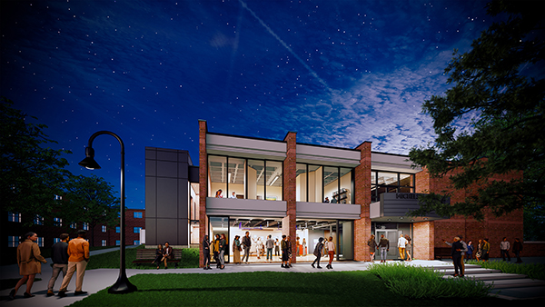 The renovated Little Center shown at night in this artist's rendering. 