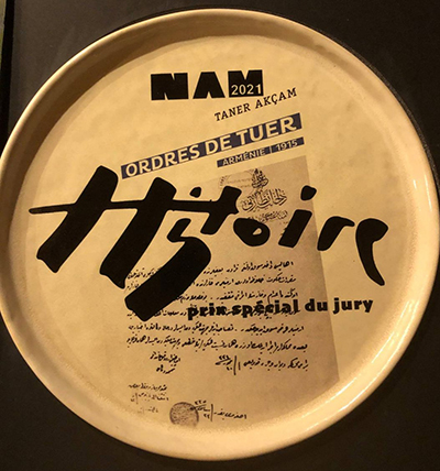 Special award given to Taner Akcam by News from Armenia magazine