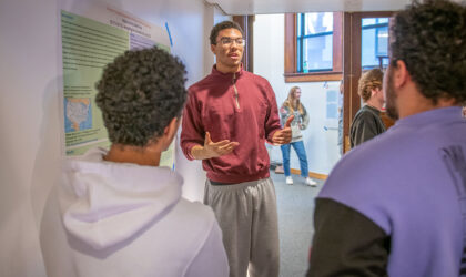 Student talking about poster