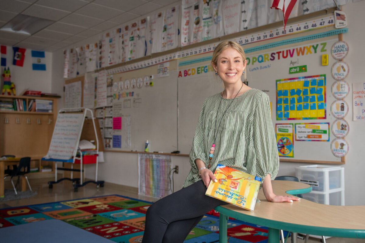 teacher holding bo