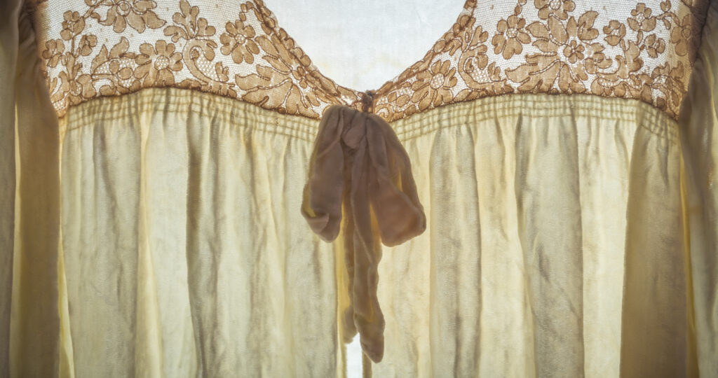 Garments on display in a fashion exhibit arranged by Maia Snyder '23, M.A. '24.