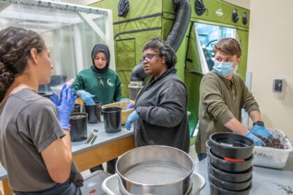 professor and students in grow house