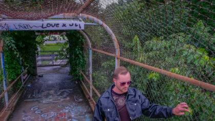 Musician Lawson Hill ’23, MBA ’24, films a music video for his debut album “Flower of Life.” Photo by Moses Millman '24.