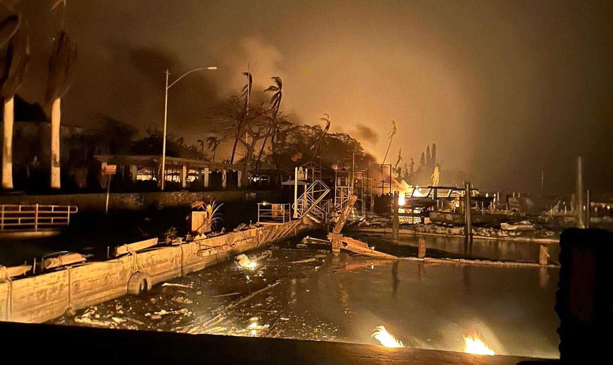 Fire damage at Lahaina waterfront