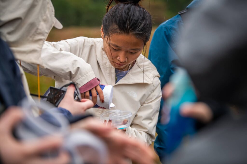 Lauren Holmes makes a concoction to preserve and transport ants.