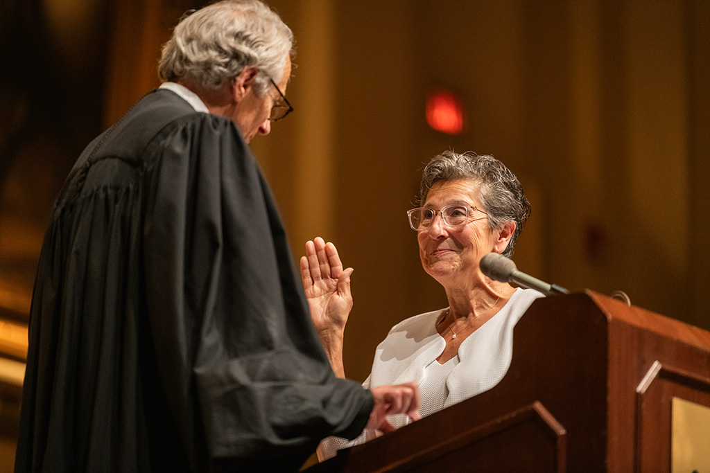 Margaret Guzman is sworn in as a federal court judge
