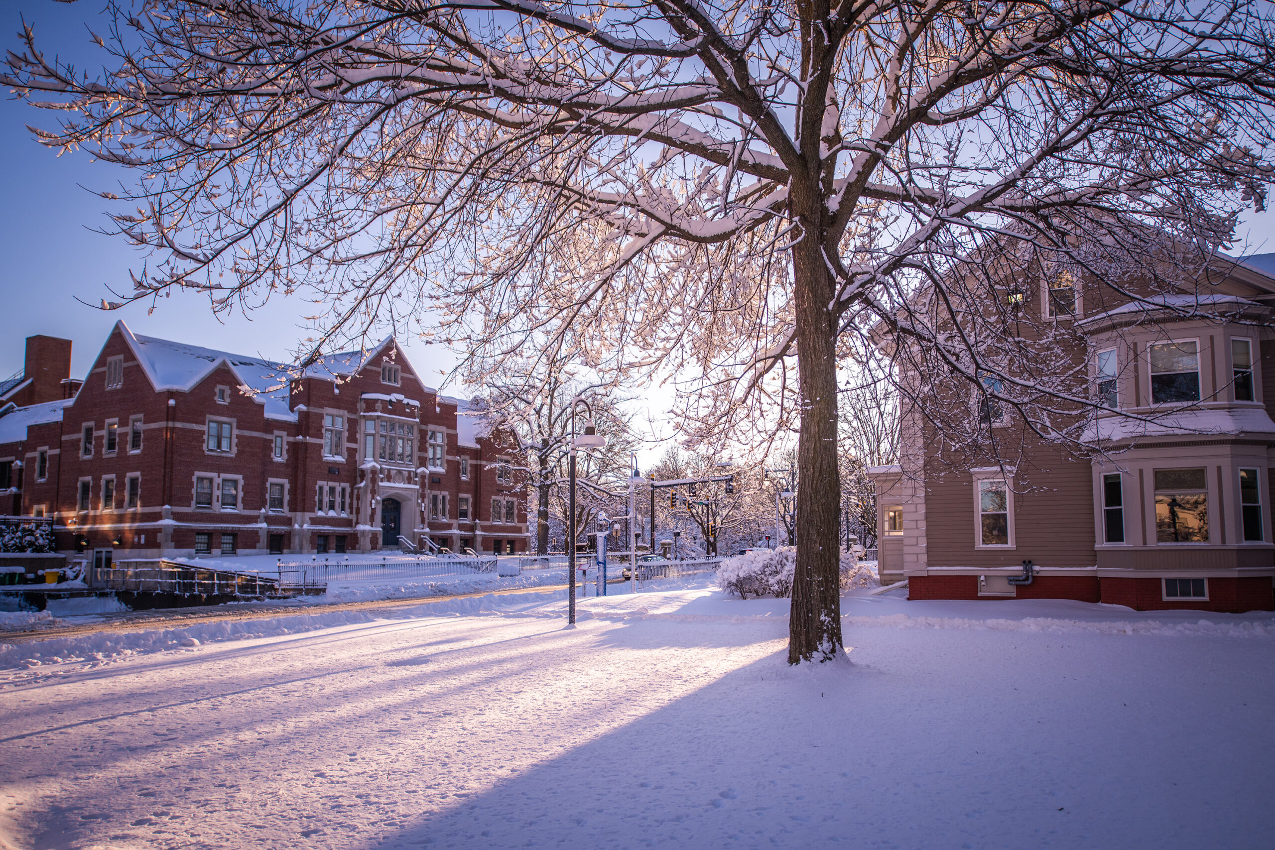 Clark University after the first snowfall of 2024