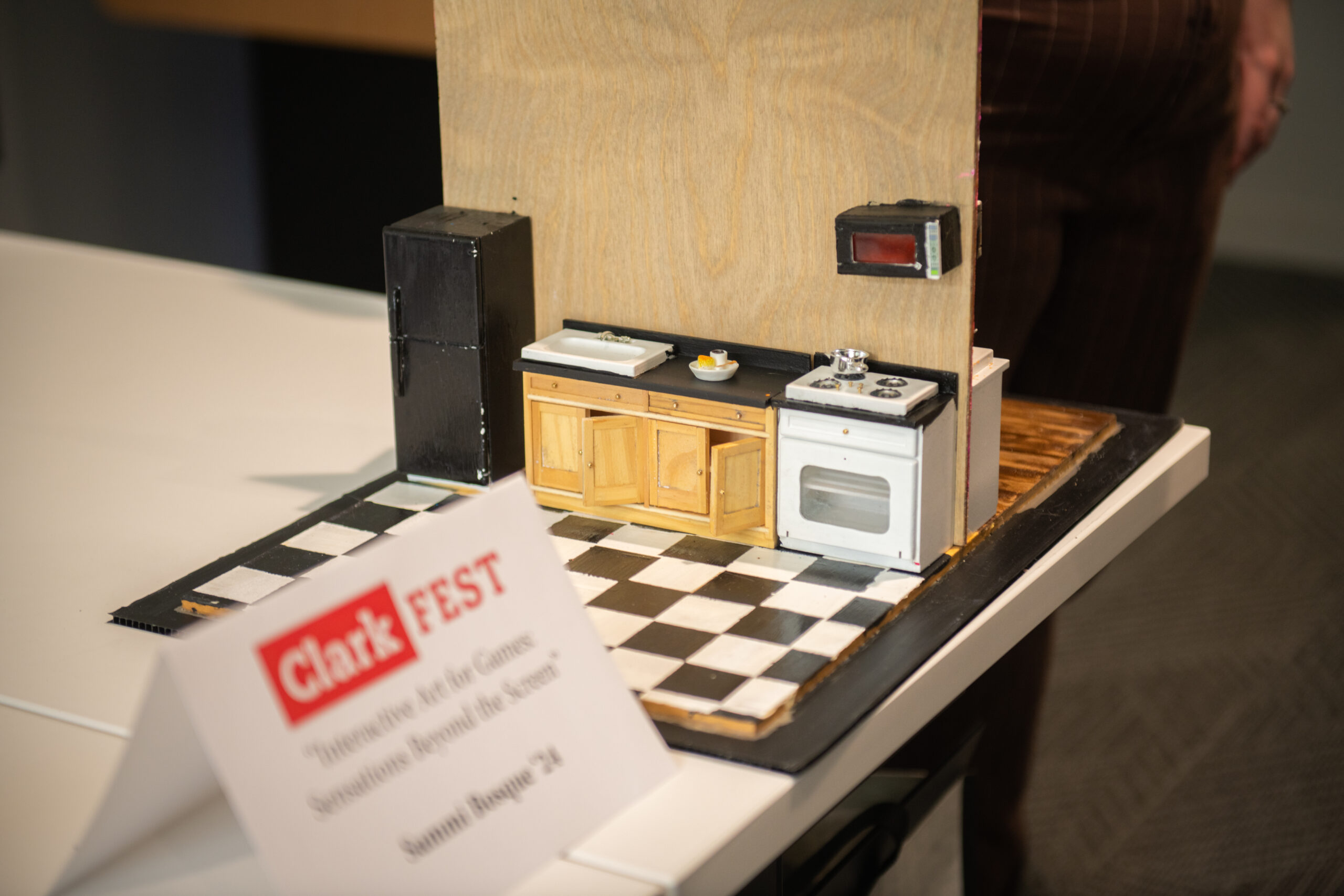 student miniature art depicting kitchen