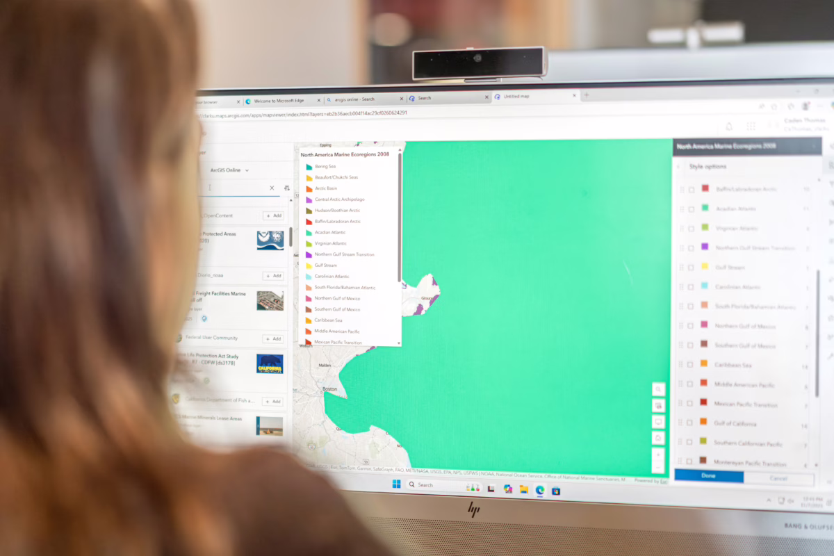 student works on computer