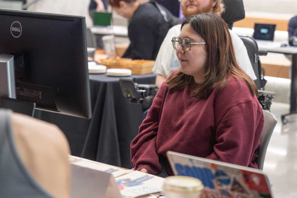 student plays video game