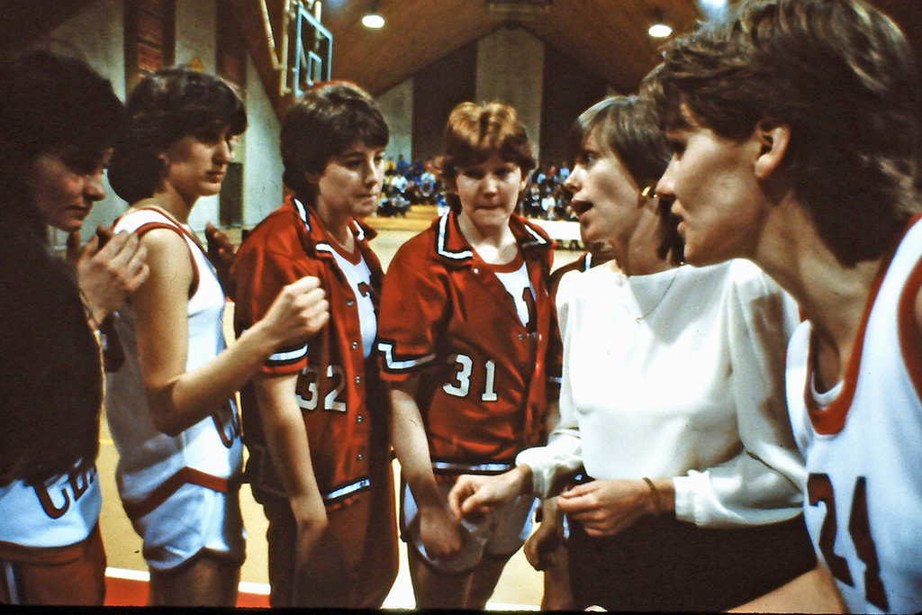 Barbara Stevens coaches the Clark Cougars in 1983