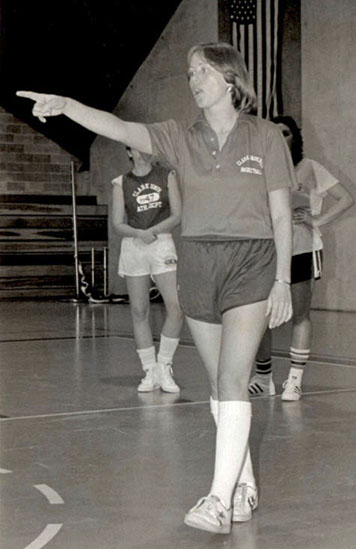 Barbara Stevens coaches during a team practice