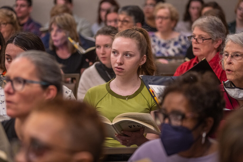 Clark University Choir rehearsing for concert at Carnegie Hall