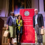 Beverley Mullings, Yuko Aoyama, Ron Boschma pose on stage
