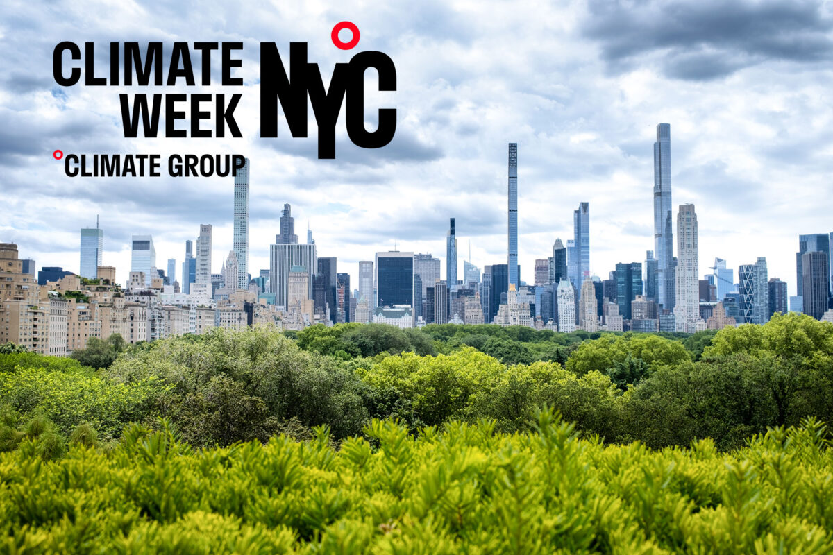 New York skyline with Climate Week NYC logo