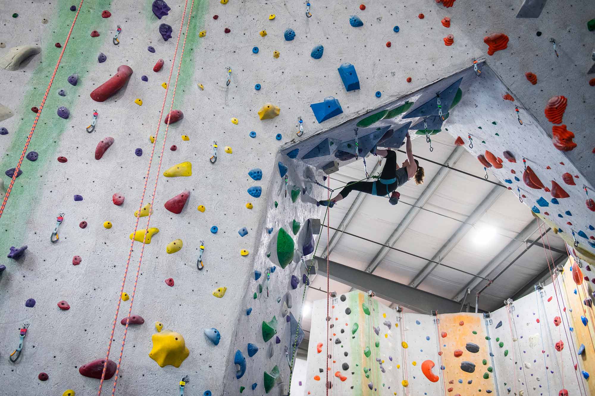 Devon Rose Leaver climbs at Central Rock Gym in Worcester