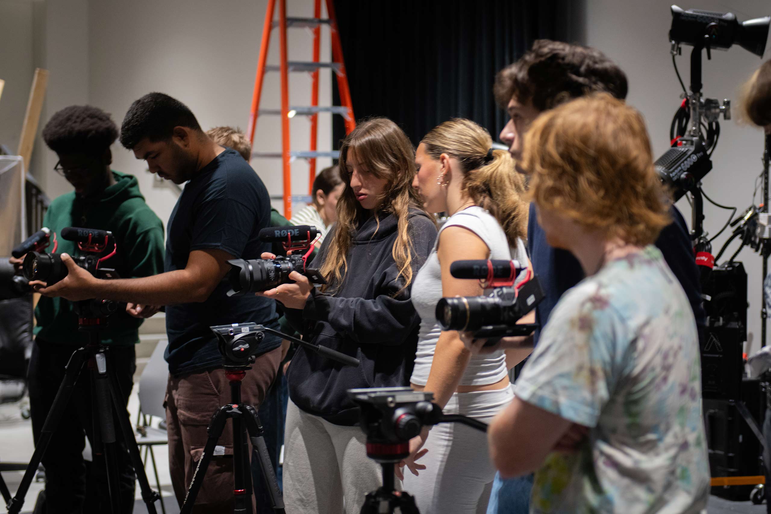 Screen studies students learning digital filmmaking