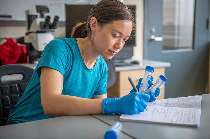 Professor McCullough documents collected samples