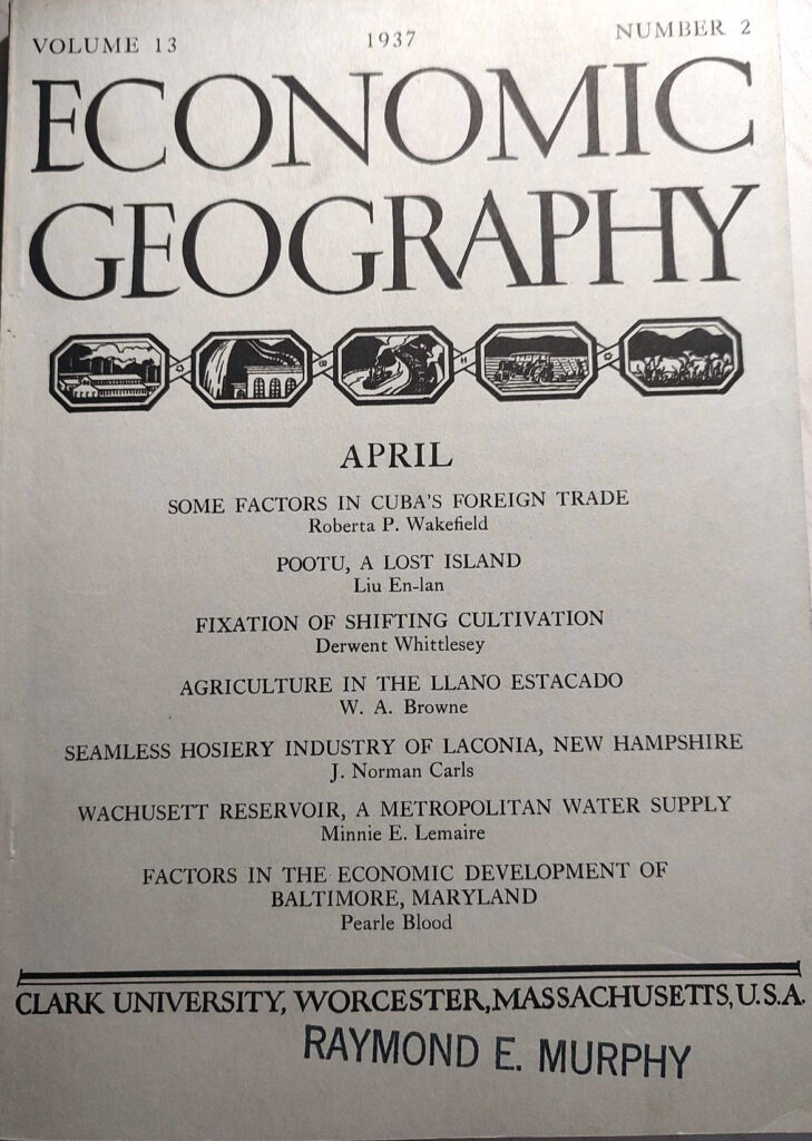 Economic Geography cover, April 1937