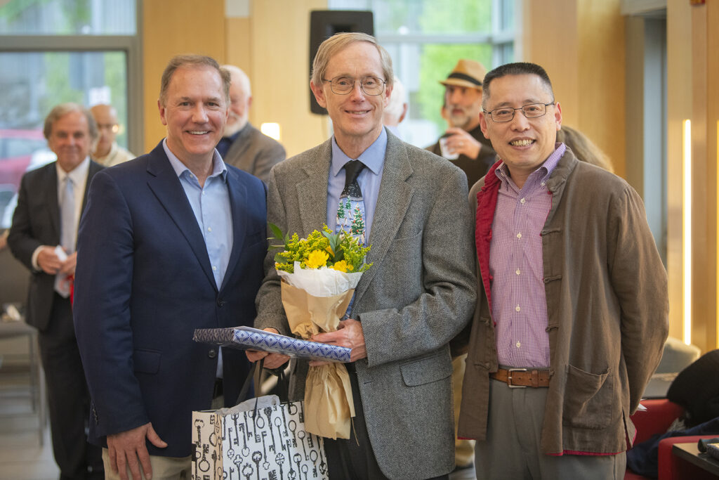 Professor Wayne Gray with President David Fithian and Professor Junfu Zhang.