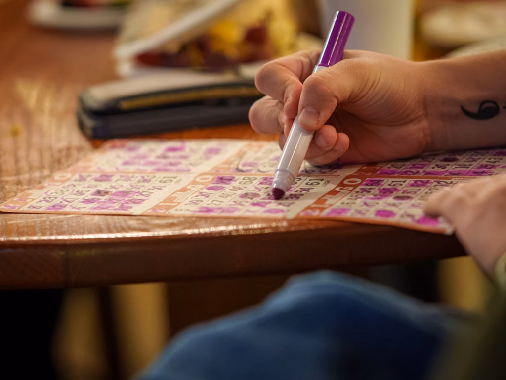 people gather for bingo