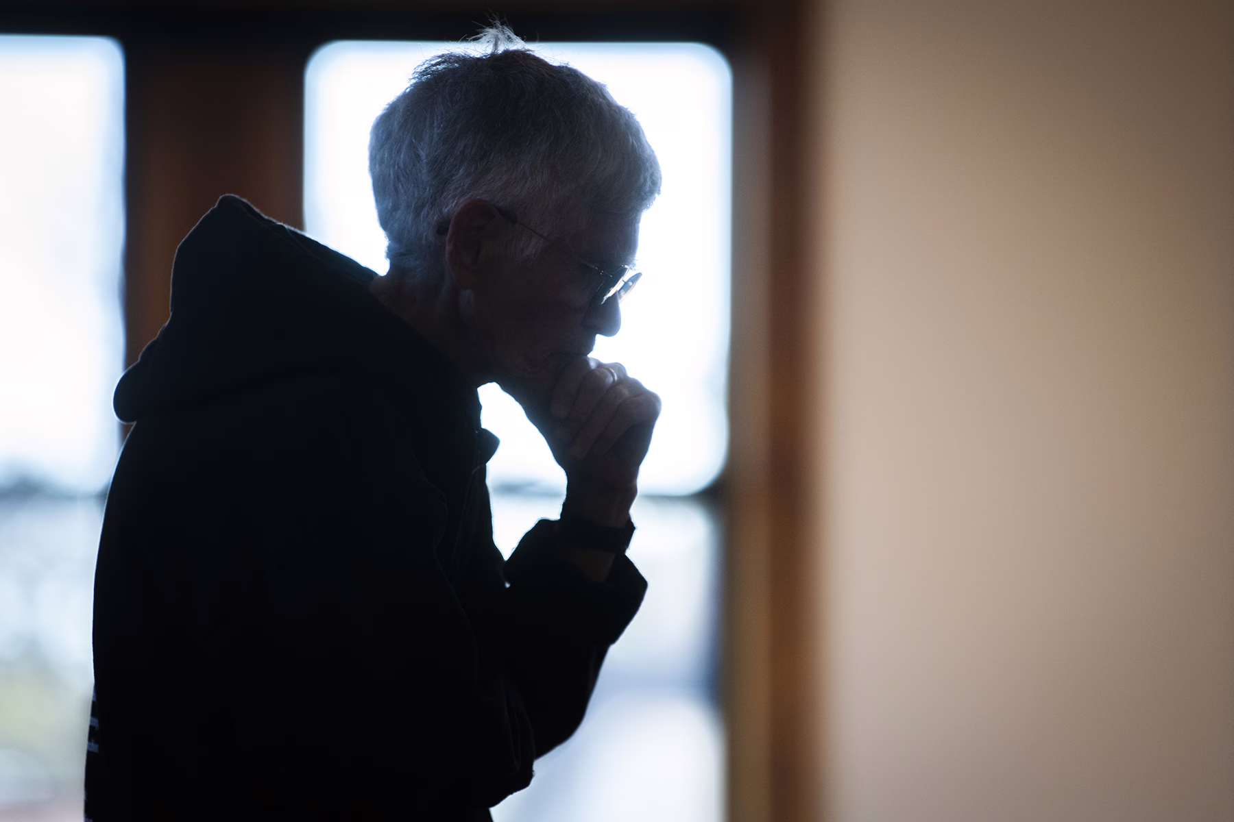 Cynthia Enloe pauses during her last scheduled lecture at Clark
