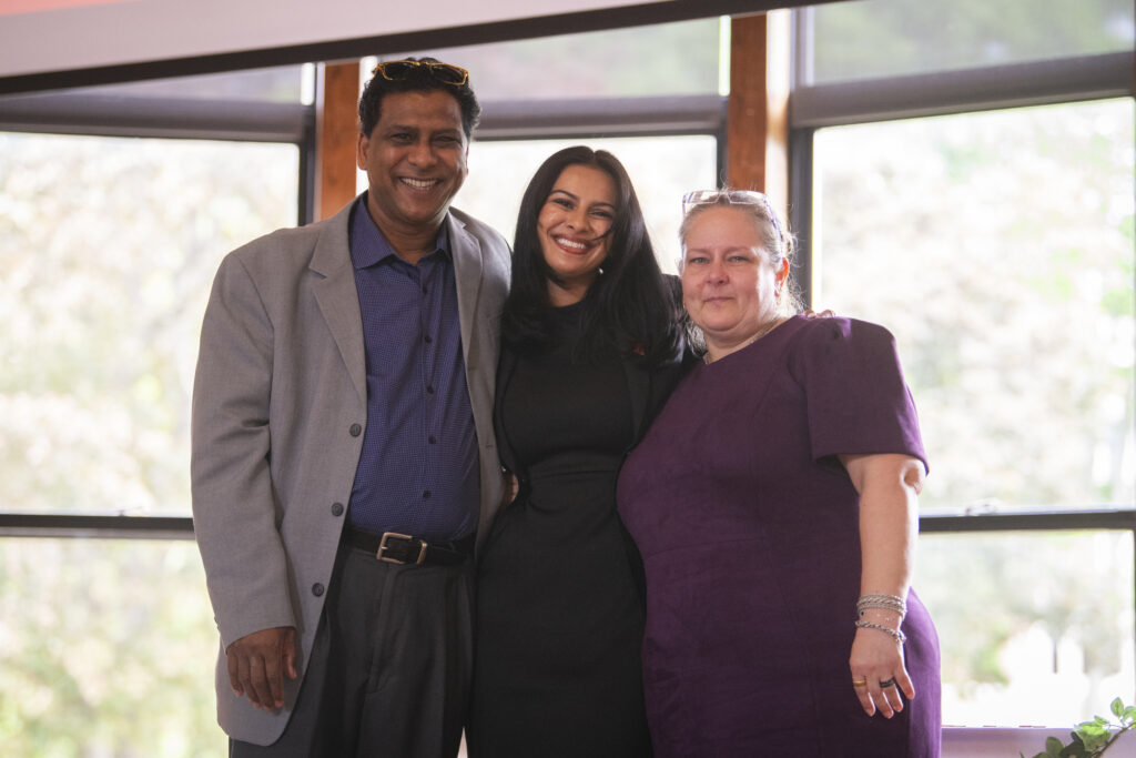 people pose for photos at First-Gen Pinning Ceremony